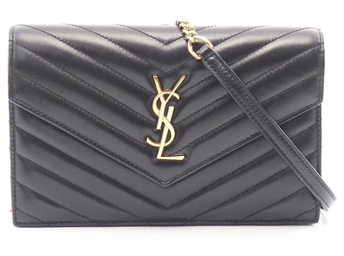 Borsa a busta Cassandra in pelle nera Yves Saint Laurent Nero