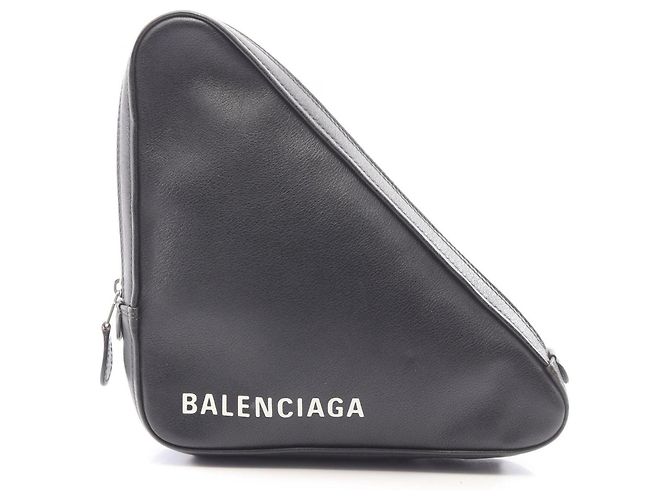 Borsa a mano clutch Balenciaga Triangle Second Bag Nero