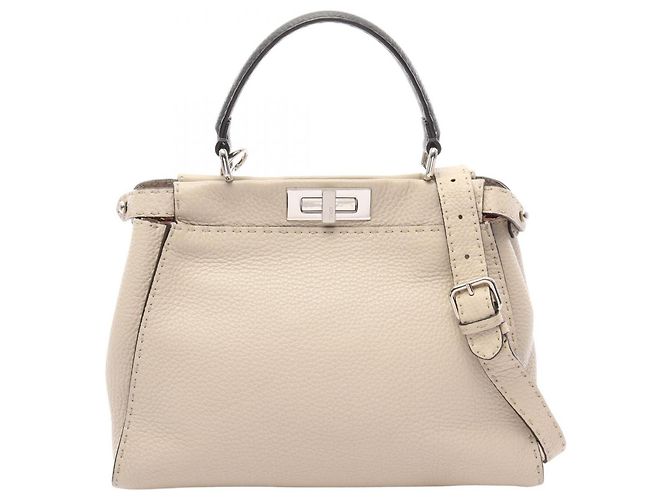 Bolsa de Mão 2-Way Fendi Peekaboo Regular Marrom Cru