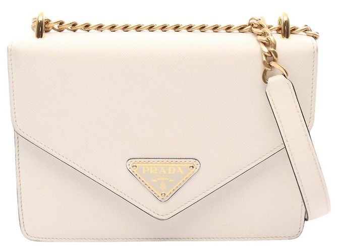 Borsa a tracolla Prada in pelle Saffiano Bianco