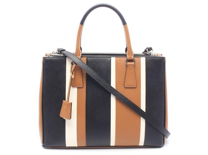 Saco Tote Prada Galleria 2-Way Marrom Preto Branco