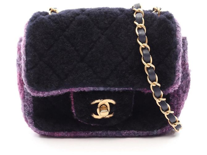 Sac à épaule Chanel Mini Matelassé Violet Bleu Marine
