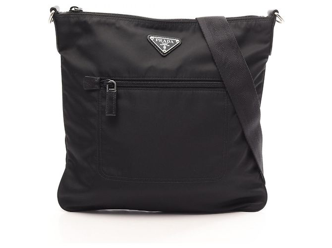Borsa a tracolla Prada Triangle Plate Nero