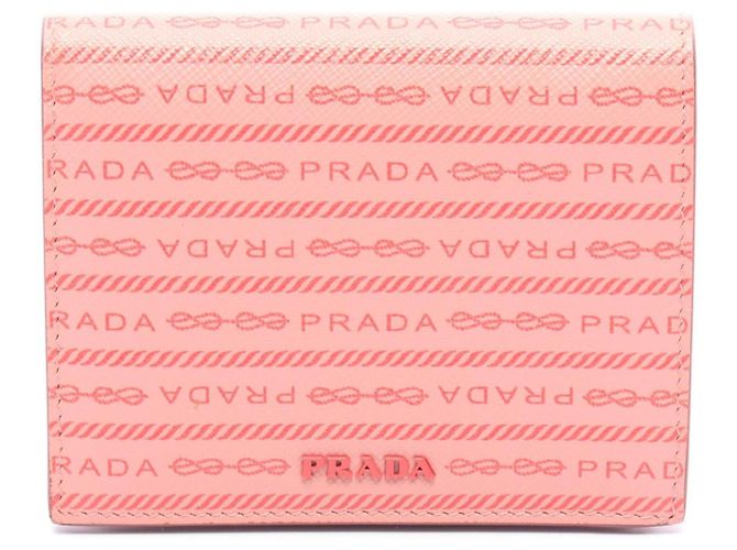 Cartera Bi-Fold Prada Rosa y Roja de Cuero