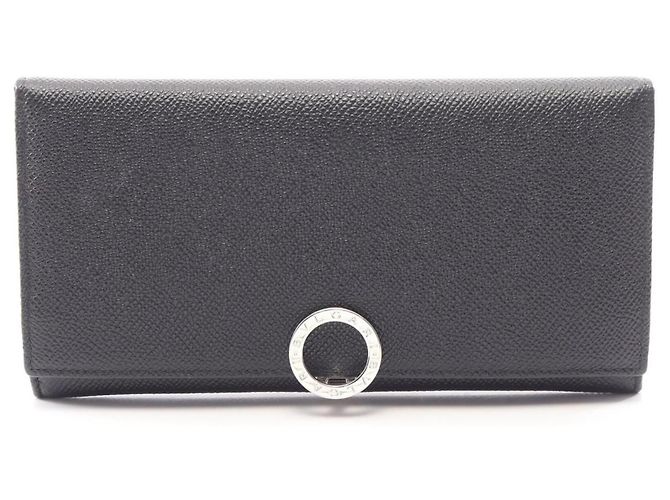 Bulgari Bvlgari Black Leather Bi-fold Long Wallet