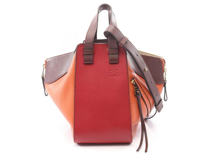 Borsa Loewe Hammock Small Borsa a mano 2-Way Marrone Rosso Arancione