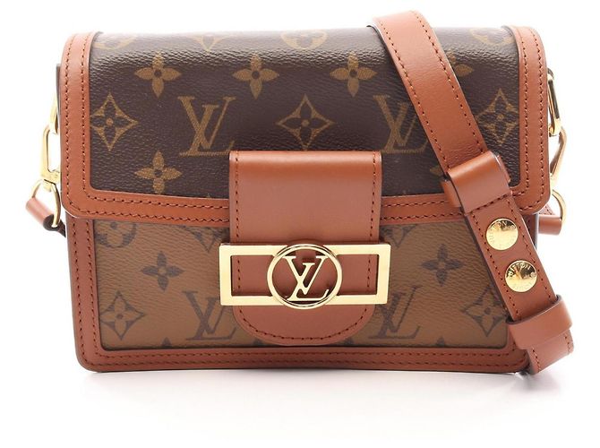 Bolsa de Ombro Louis Vuitton Dauphine Mini Monogram Reverse Marrom Bege