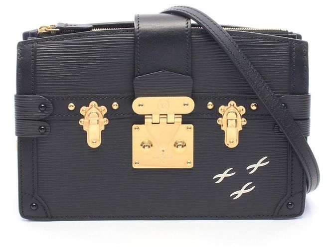 Clutch Trunk Louis Vuitton in pelle Epi nera Nero