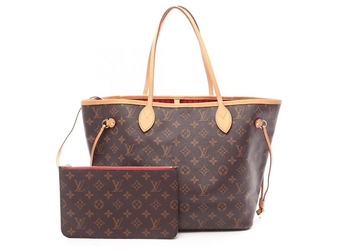 Sac Cabas Louis Vuitton Neverfull MM Marron Fuschia