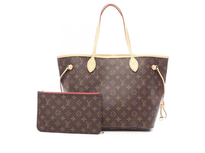 Sac Cabas Louis Vuitton Neverfull MM Marron Fuschia