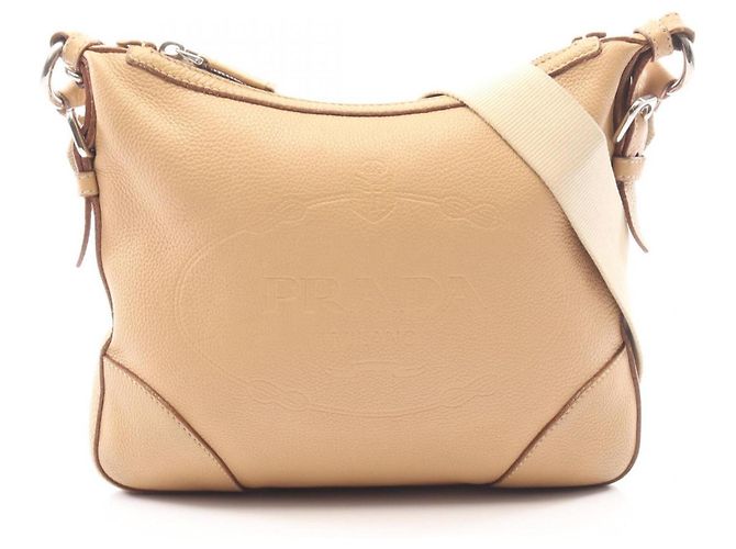 Bolsa de ombro Prada em couro bege