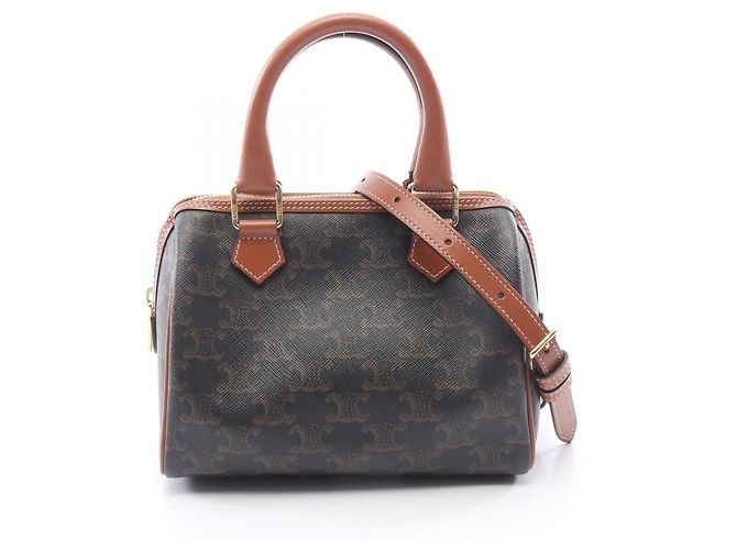 Céline Sac à main 2-Way Celine Small Boston Cuir Triomphe Marron Noir