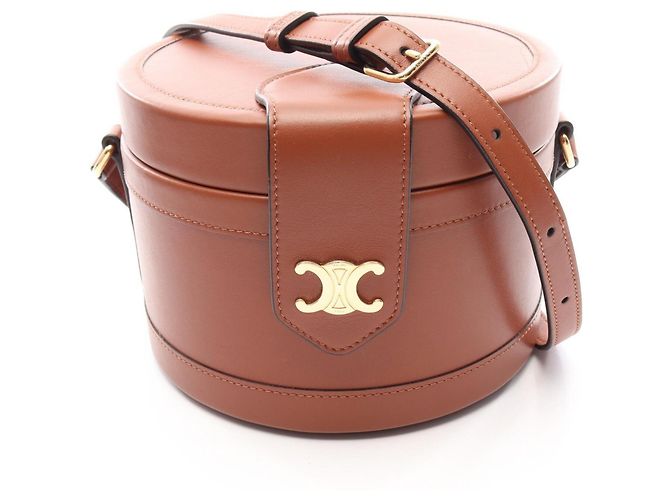 Céline Bolsa de Ombro Celine Tambour Medium Triomphe Marrom