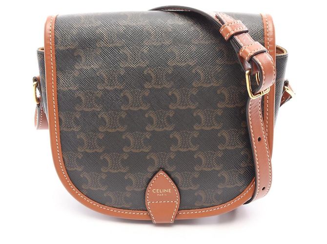 16 Céline Bolsa Celine Folco Medium Marrom Preto