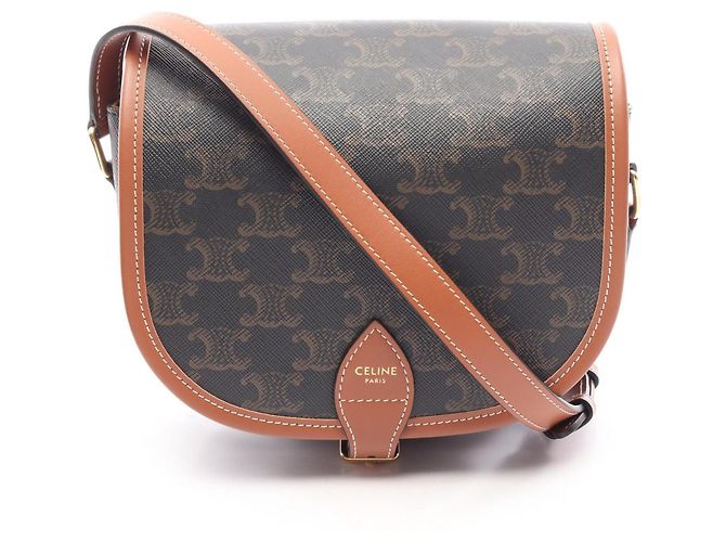 Céline Sac Celine Folco Medium Triomphe Marron Noir