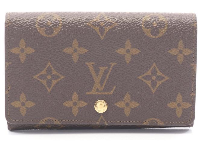 Portefeuille bi-fold en cuir marron Louis Vuitton