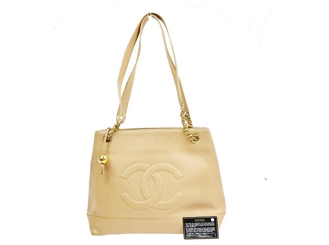 Classique Chanel Vintage Timeless Chain Caviar Medium Beige