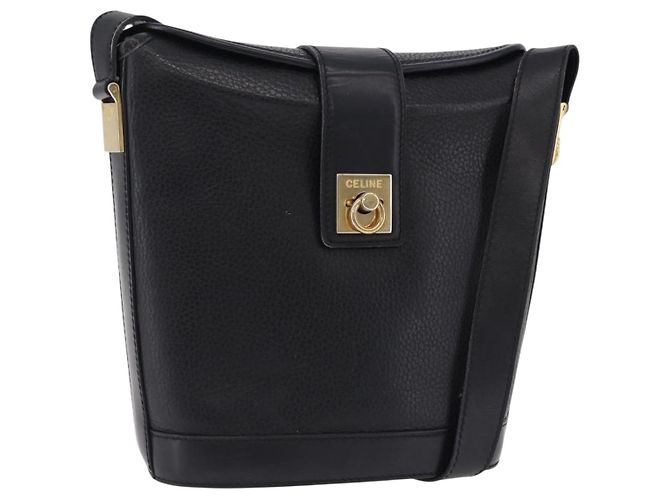 Céline CELINE Shoulder Bag Leather Black Gold