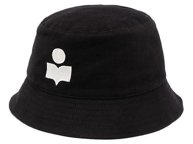Isabel Marant Bestickter Bucket Hat Black Ecru Weiß