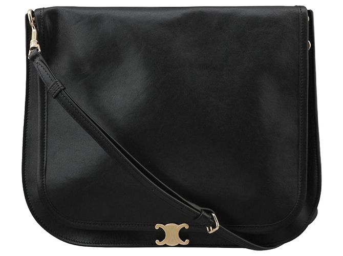 Céline Borsa Triope Versace Suppl in pelle d'agnello lucida nera Nero