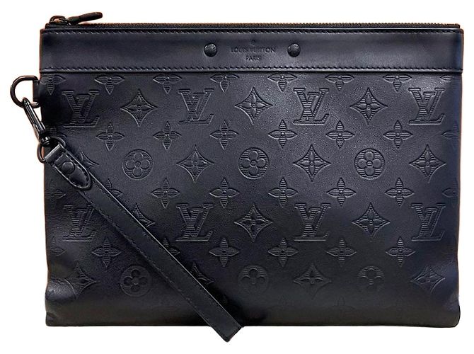 Louis Vuitton Pochette Toiletry Clutch Bag Monogram Shadow Black Noir