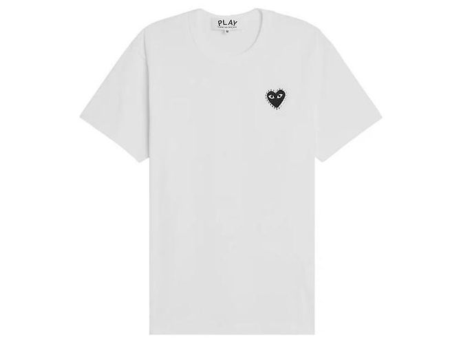 Comme Des Garcons Black Heart Beads Logo T-Shirt Weiß