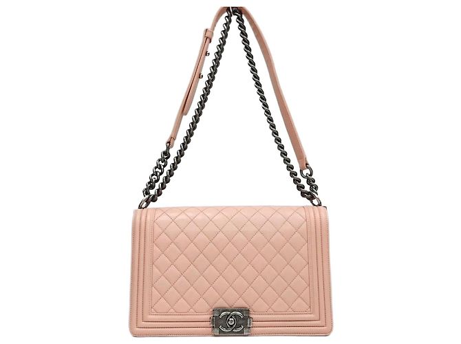 Chanel Borsa Medium Flap in pelle d'agnello Rosa Argento