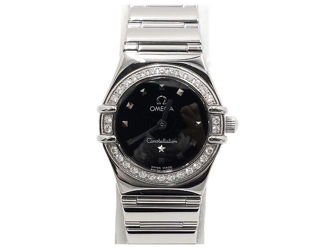Omega Relógio de Quartzo para Mulher Constellation com Bisel de Diamantes Preto