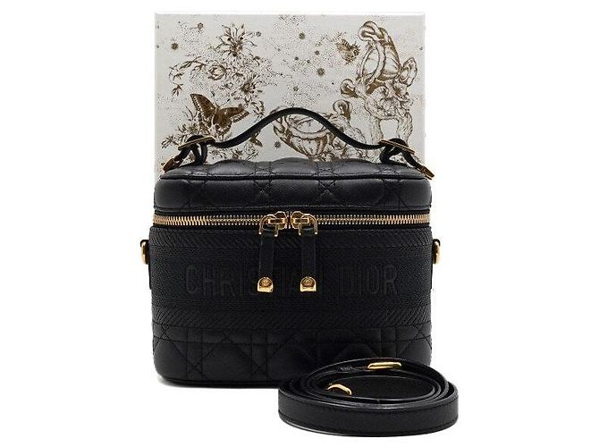 Dior Borsa Tote e Borsa a Tracolla Vanity Piccola da Viaggio Nera Nero