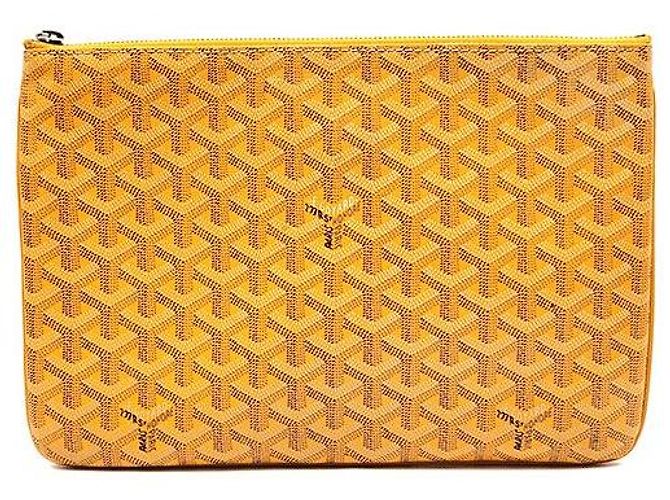 Goyard Sena MM Cartera Amarilla de Cuero Amarillo