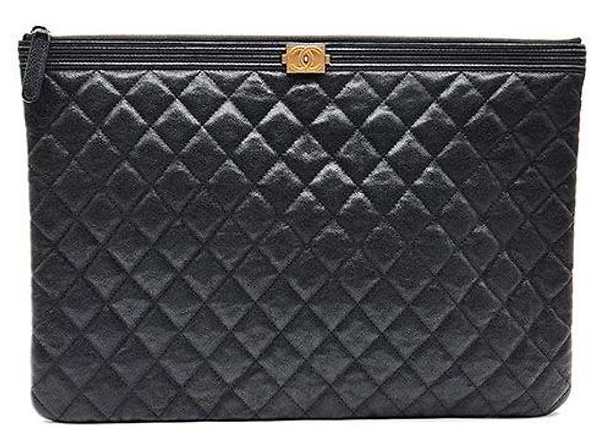 Chanel Caviar Boy Clutch Large Black