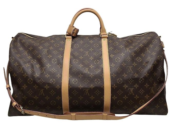 Louis Vuitton Monogram Bandoulière Keepall with Chip Brown