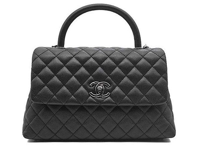Chanel Caviar Coco Handle 28 Preto em Couro