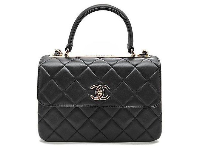 Borsa a mano Chanel Trendy CC Small in pelle nera Nero
