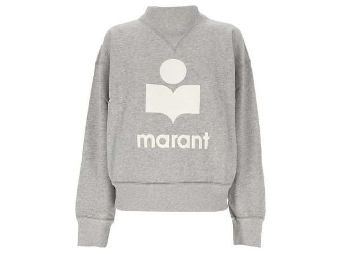 Isabel Marant Velours-Sweatshirt mit Logo Grau Weiß Braun