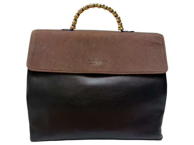 Loewe Velzquez Two-Tone Top Handle Tote Bag Brown