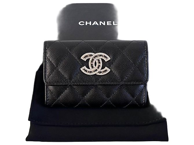 Chanel Flap Grained Shiny Caviar Wallet Black