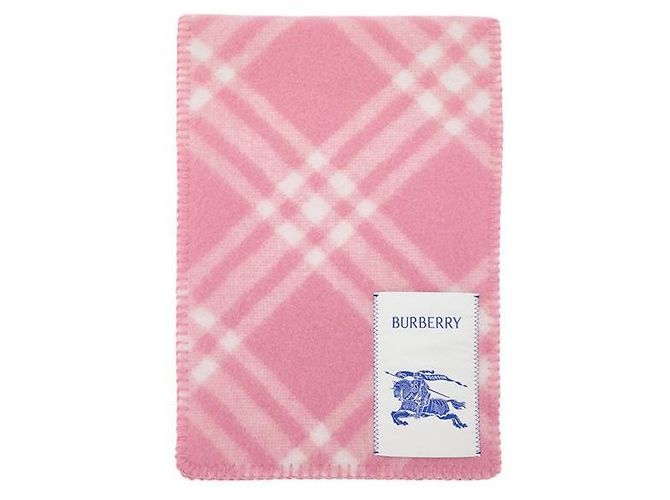 Burberry Cachecol de lã xadrez Sugar Pink Rosa