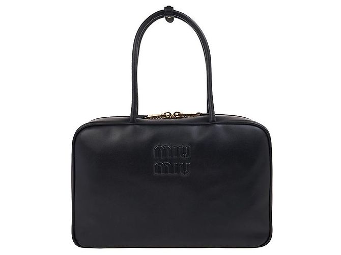Miu Miu Saco Tote Grande de Couro com Laço para Mulher (MON) Preto