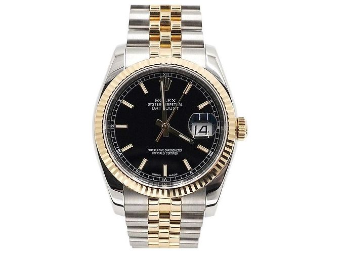 Rolex Orologio da uomo Datejust Gold Combo Quadrante Nero