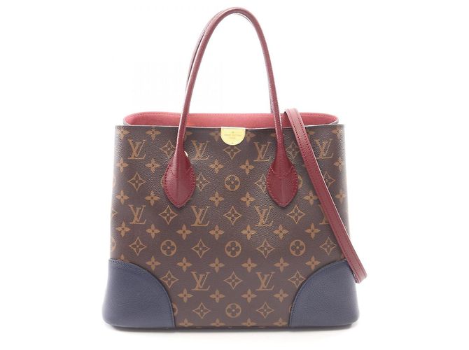 Bolsa de mão duas formas Louis Vuitton Flandrin Monogram Marrom Bordeaux Azul marinho