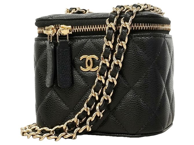 Bolsa Vanity Chanel em couro de bezerro granulado preto