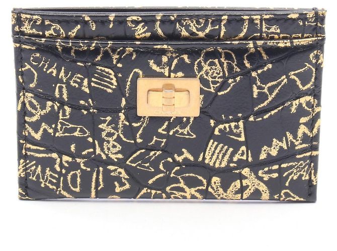 Chanel 2.55 Graffiti Visitenkartenetui Schwarz