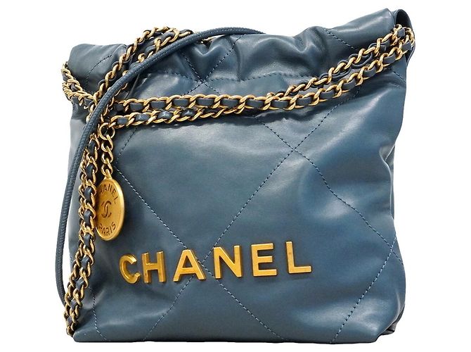 Borsa a tracolla Chanel in vitello blu