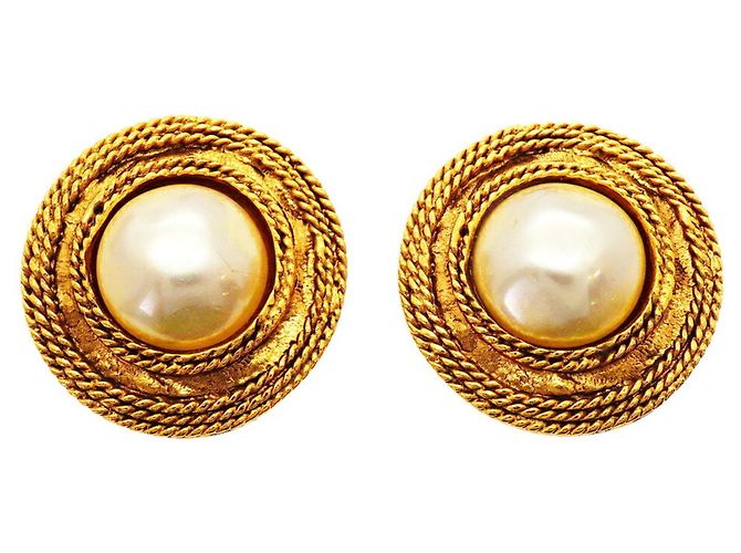 Orecchini a cerchio placcati oro Chanel D'oro