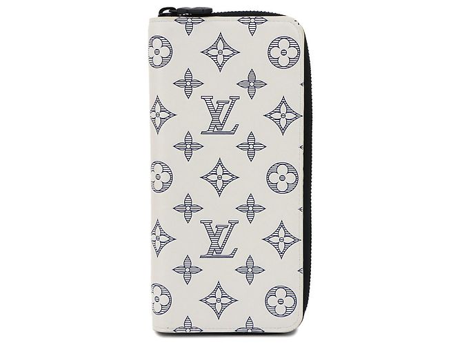 Louis Vuitton Monogram Shadow Zippy Wallet Black White Navy blue