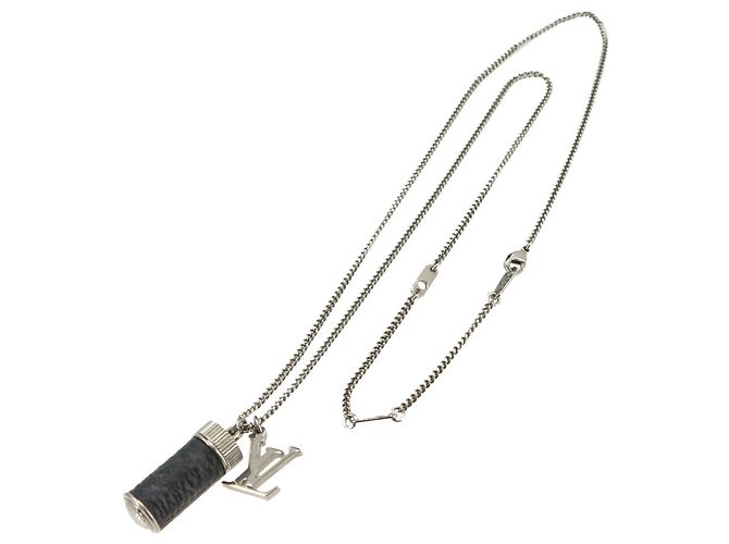 Louis Vuitton Monogram Eclipse Collier Charms Necklace Silvery