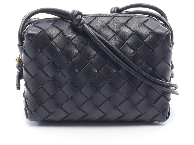 Bottega Veneta Mini Loop Camera Bag Intrecciato Nero