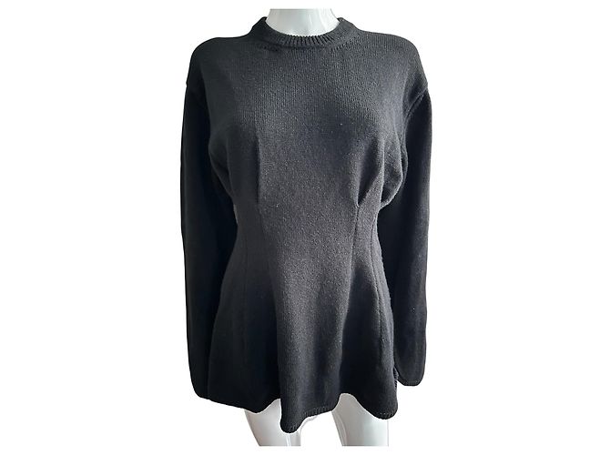 Comme Des Garcons Pull noir en mélange acrylique et laine