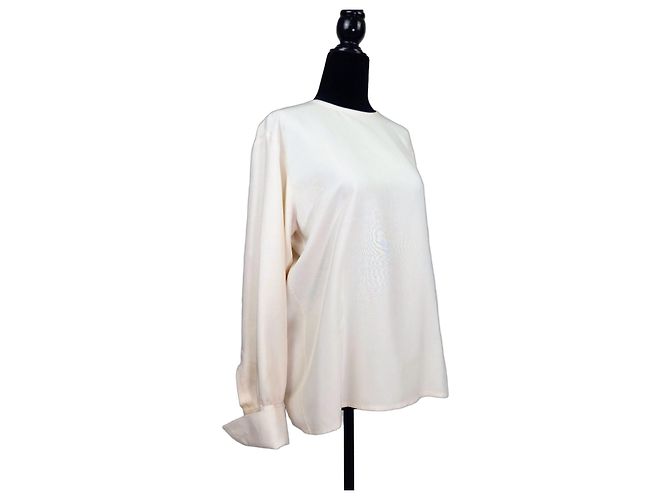 Yves Saint Laurent YSL 1980s camicia bianca da donna con gemelli Bianco Bianco sporco